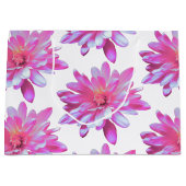 ピンクデイジー柄かわいらし、花柄 ラージペーパーバッグ (正面)