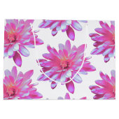 ピンクデイジー柄かわいらし、花柄 ラージペーパーバッグ (裏面)