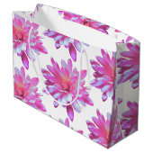 ピンクデイジー柄かわいらし、花柄 ラージペーパーバッグ (裏面アングル)