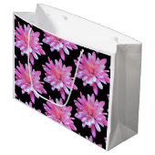 ピンクデイジー模様 ラージペーパーバッグ (正面アングル)