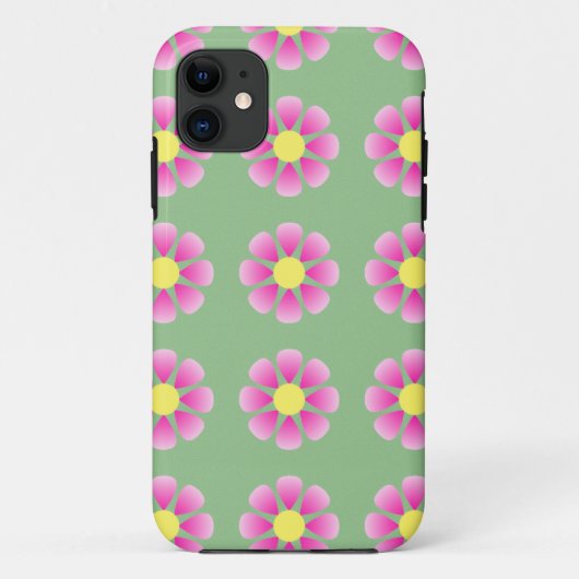 ピンクデイジー模様 Case-Mate iPhoneケース (裏面)