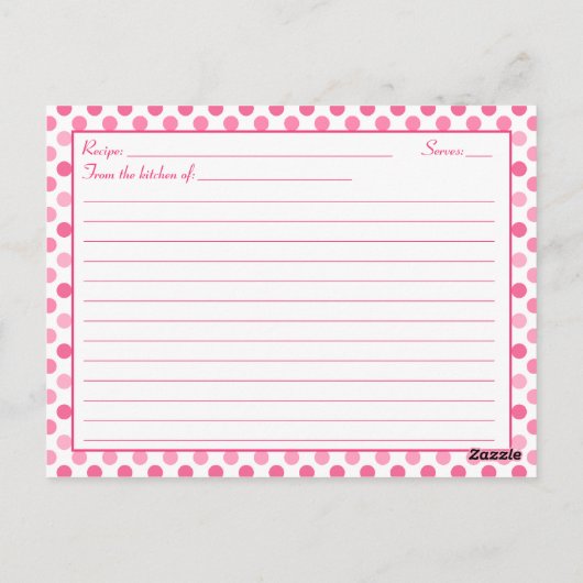 ピンクデイジー水玉模様レシピカード ポストカード (裏面)