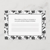 ピンクデイジー白黒フローラダマスクウェディングRSVP 出欠カード (裏面)