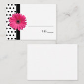 ピンクデイジー白黒水玉模様座席表 プレイスカード (正面/裏面)