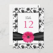 ピンクデイジー白黒結婚フローラのテーブルカード ポストカード (正面/裏面)