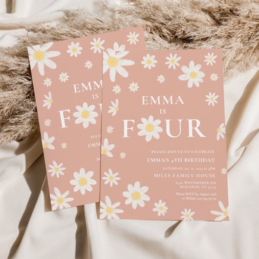 ピンクデイジー第4回誕生日の招待状4 招待状