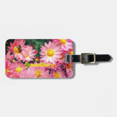 ピンクデイジー花とのまわりに ラゲッジタグ (正面横)