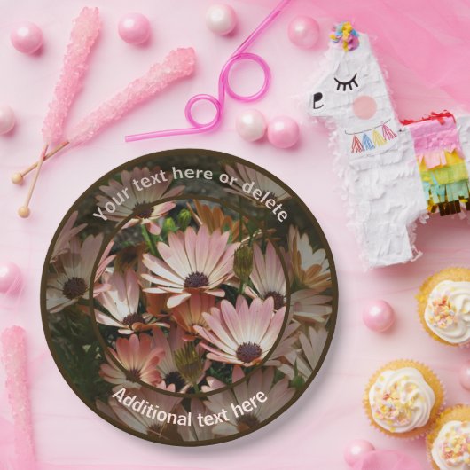 ピンクデイジー花パーソナライズされたパーティー ペーパープレート (パーティー)