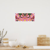 ピンクデイジー花及びのまわりに鏡抽象芸術 ポスター (キッチン)