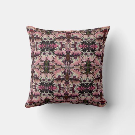 ピンクデイジー花抽象デザイン枕 クッション (裏面)