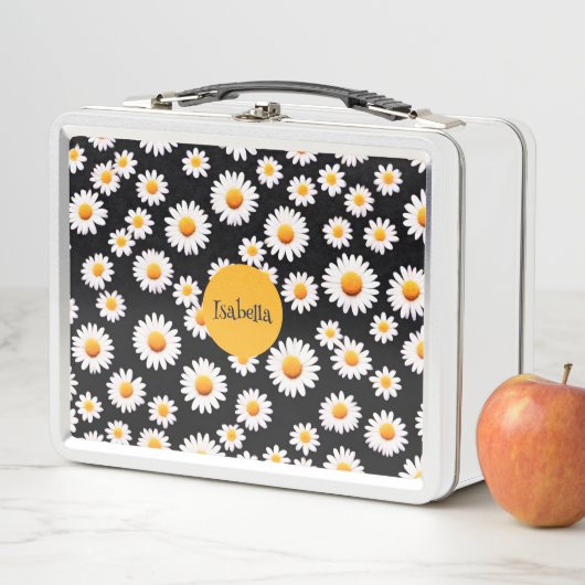 ピンクデイジー花植物性カラフルパターン子供 メタルランチボックス (インサイチュ)