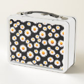 ピンクデイジー花植物性カラフルパターン子供 メタルランチボックス (裏面)
