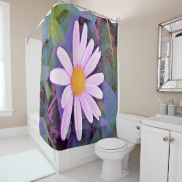 ピンクデイジー花 シャワーカーテン