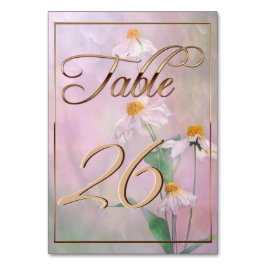 ピンクデイジー花/金ゴールドトリム テーブルナンバー