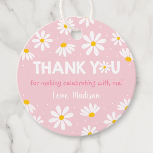 ピンクデイジー誕生日ありがとう フェイバータグ (正面)