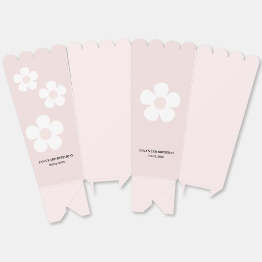 ピンクデイジー誕生日ポップコーン フェイバーボックス (見開き)