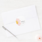 ピンクデイジー誕生日メッセージカード、リトルデイジー感謝してい ラウンドシール (封筒)