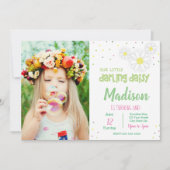 ピンクデイジー誕生日招待状(写真付き) 招待状 (正面)