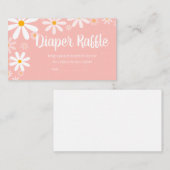 ピンクデイジー赤ちゃんシャワーおむつラッフル エンクロージャーカード (正面/裏面)