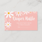 ピンクデイジー赤ちゃんシャワーおむつラッフル エンクロージャーカード (正面)