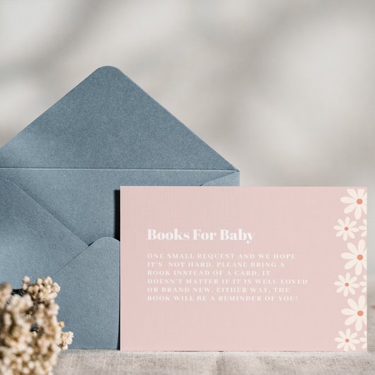 ピンクデイジー赤ちゃんシャワーベビー本 エンクロージャーカード