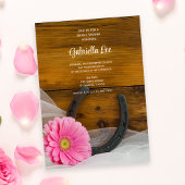 ピンクデイジー馬蹄地方ウェスタンブライダルシャワー 招待状