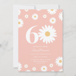 ピンクデイジー60番目の誕生日招待状 招待状