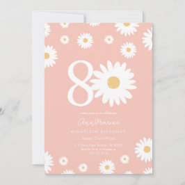 ピンクデイジー80番目の誕生日招待状 招待状