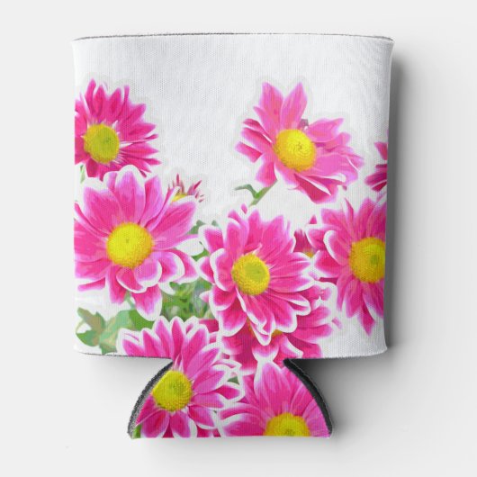 ピンクデイジー/アスターブーケ+あなたのアイディア 缶クーラー (正面)