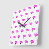 ピンクデイジー スクエア壁時計 (傾斜)