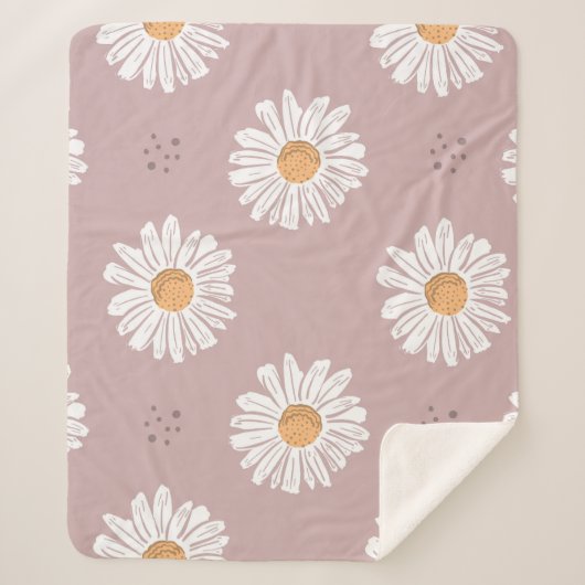 ピンクデイジー:フローラ繰り返しパターン。 シェルパブランケット (正面)