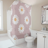 ピンクデイジー:フローラ繰り返しパターン。 シャワーカーテン (インサイチュ)
