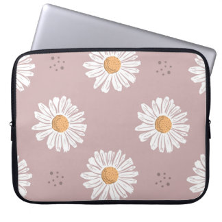 ピンクデイジー:フローラ繰り返しパターン。 ラップトップスリーブ