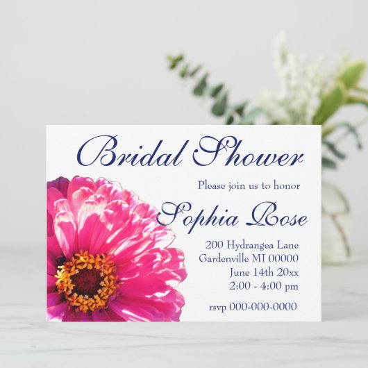 ピンクデイジー-ブライダルシャワー 招待状 (スタンド正面)