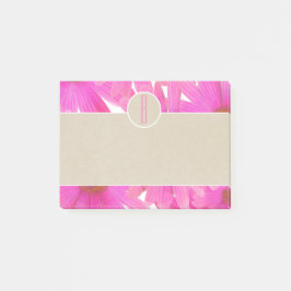 ピンクデイジー&ブラウンクラフトモノグラム素朴イニシャル ポストイット