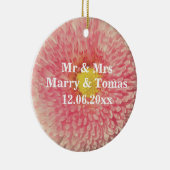 ピンクデイジー、日付の保存オーナメント セラミックオーナメント (右)