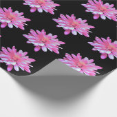 ピンクデイジー、《植物》百日草、コスモ、ひまわり模様 ラッピングペーパー (角)