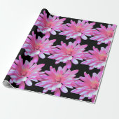 ピンクデイジー、《植物》百日草、コスモ、ひまわり模様 ラッピングペーパー (アンロールド)