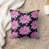 ピンクデイジー、《植物》百日草、コスモ、レトロ花柄 クッション (ブランケット)