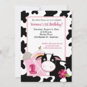 ピンクデイリーカウガール任意の年齢誕生日招待状 招待状 (正面)