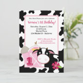 ピンクデイリーカウガール任意の年齢誕生日招待状 招待状 (スタンド正面)
