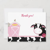 ピンクデイリーカウファームフラットサンキューノート 招待状 (正面)