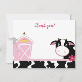 ピンクデイリーカウファームフラットサンキューノート 招待状