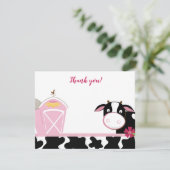 ピンクデイリーカウファームフラットサンキューノート 招待状 (スタンド正面)