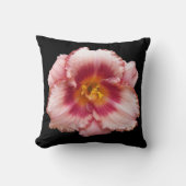 ピンクデイリー開花オンブラックフローラ アウトドアクッション (正面)