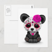 ピンクデイ・オブ・ザ・デッド・シュガースカルパンダ・オン・ホワイト ポストカード (正面/裏面)