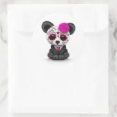 ピンクデイ・オブ・ザ・デッド・シュガースカルパンダ・オン・ホワイト ラウンドシール (バッグ)