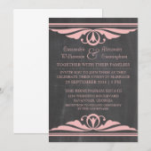 ピンクデコシャルボードウェディング招待 招待状 (正面/裏面)