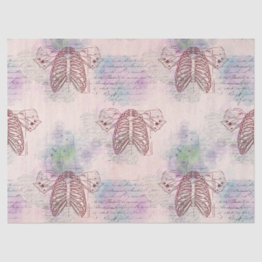 ピンクデコパージのスチームパンク·リバケージと翼 薄葉紙 (正面)