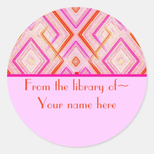 ピンクデコ蔵書票シール ラウンドシール (正面)